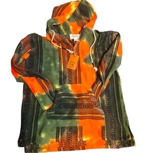 Exist Women's Orange and Green Patterned Hoodie